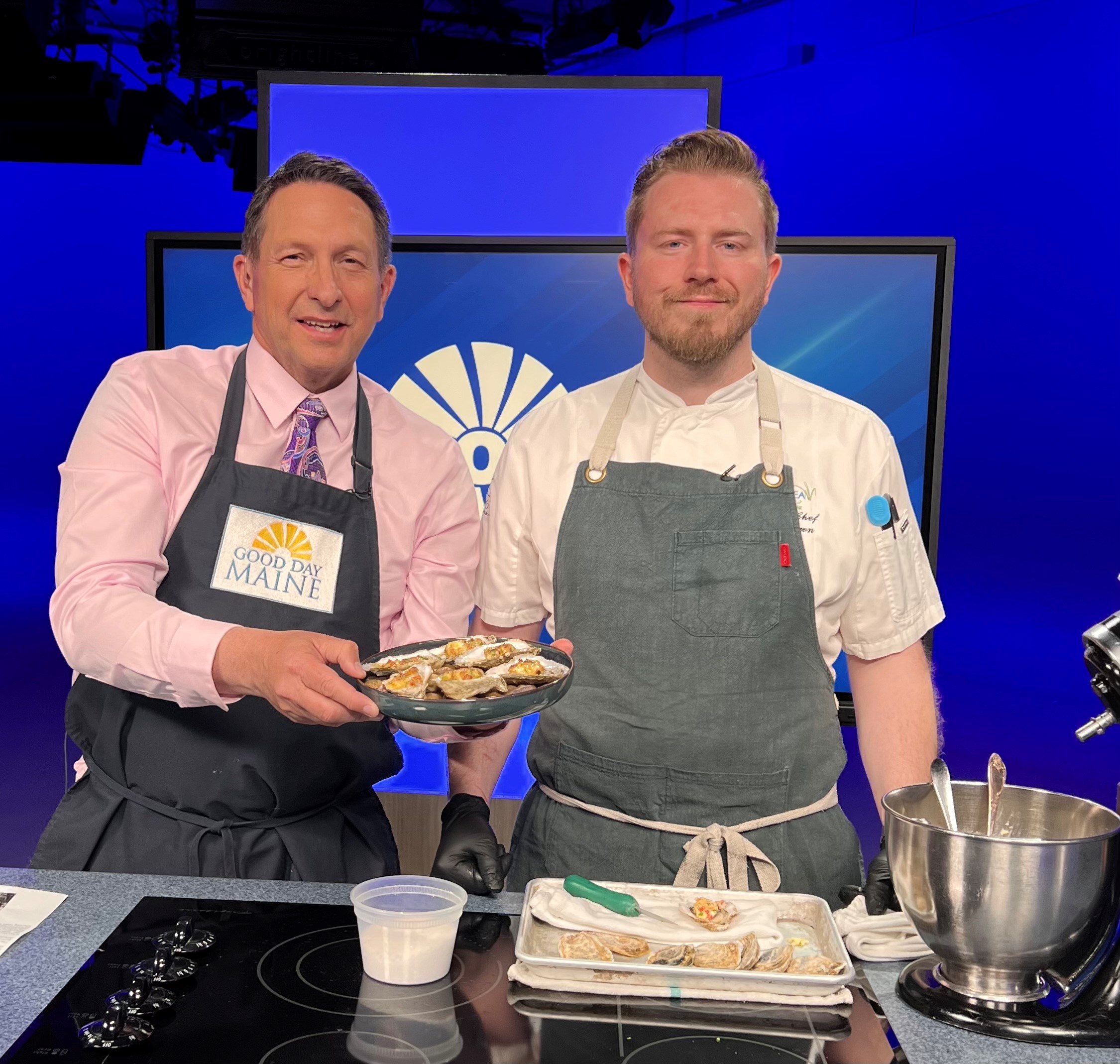 Jeff Peterson And David Brown On Good Day Cafe With An Oysters Dish